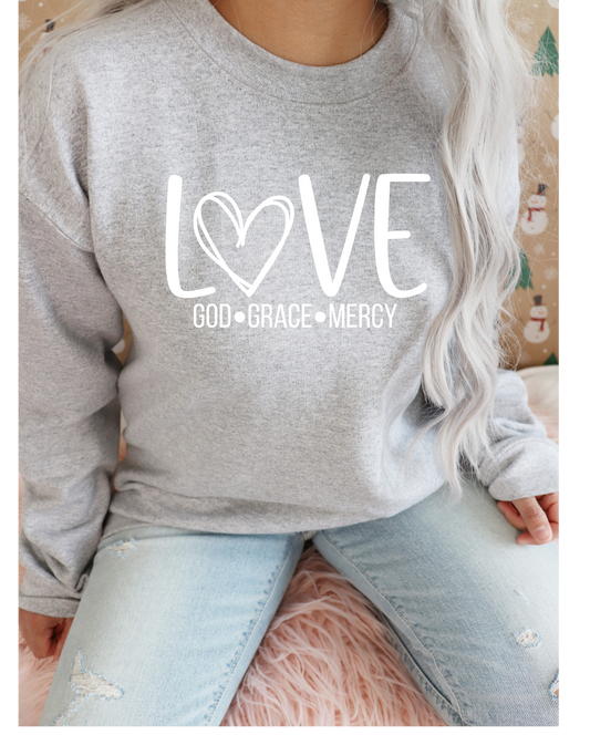 Religious Grace Sweatshirt - Love God Mercy Spiritual Valentine