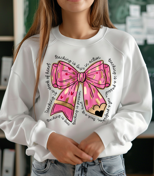 Valentine teacher bow Crewneck Sweatshirt